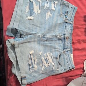 American Eagle Outfitters Light Blue Ripped Jean Shorts